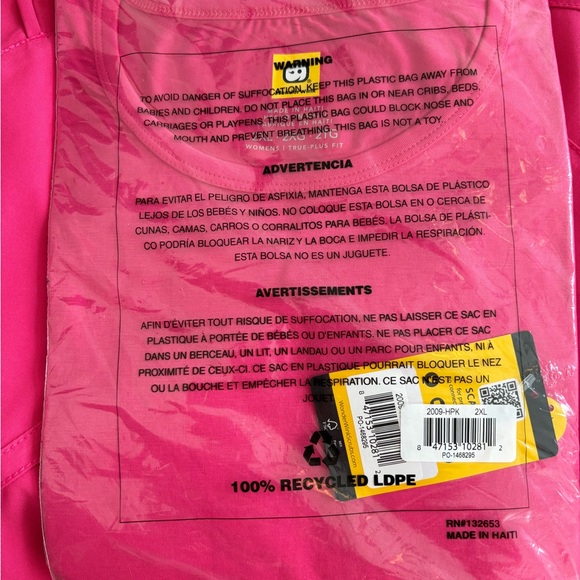 WonderWink Hot Pink Crew Neck Long Sleeve T-Shirt Women’s 2XL - Picture 2 of 3